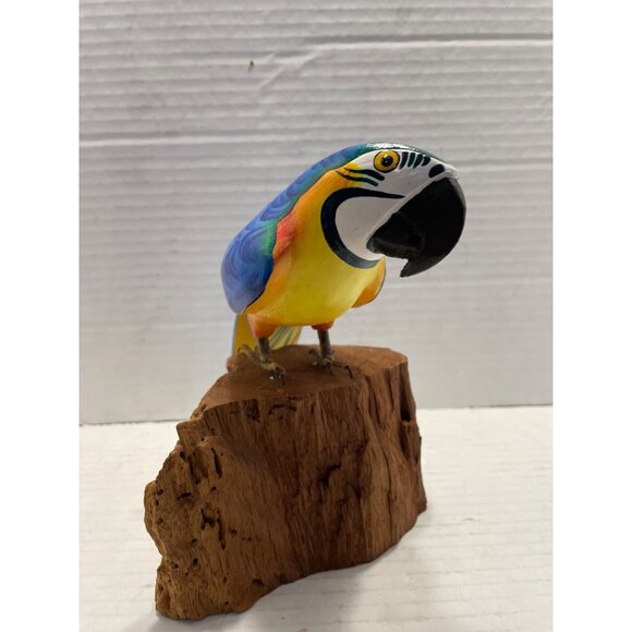 Vintage Brazilian Hand- Crafted Parrot 11" Marked - Picture 3 of 16
